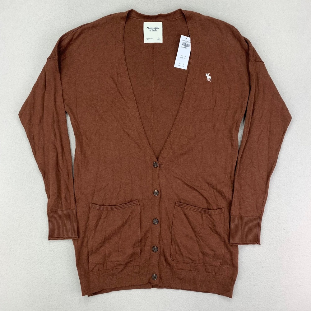 Abercrombie & Fitch Cardigan Sweater Womens S Brown NWT Long Lightweight Y2K